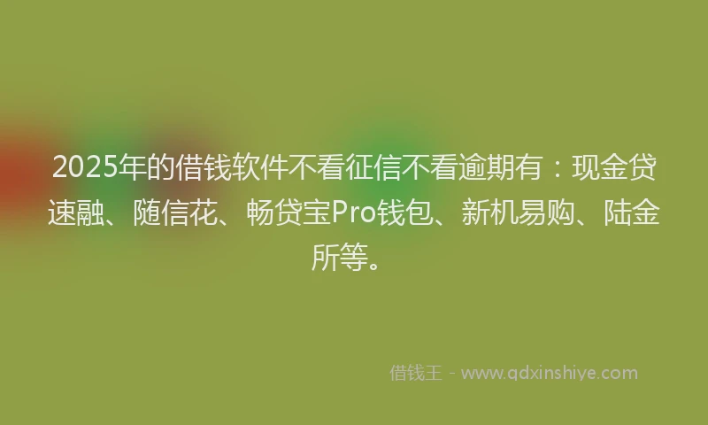 2025年的借钱软件不看征信不看逾期有：现金贷速融、随信花、畅贷宝Pro钱包、新机易购、陆金所等。
