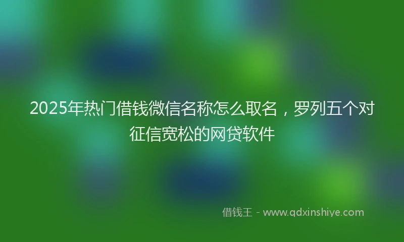 2025年热门借钱微信名称怎么取名，罗列五个对征信宽松的网贷软件