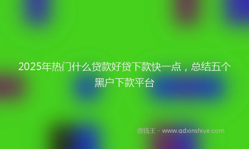 2025年热门什么贷款好贷下款快一点，总结五个黑户下款平台