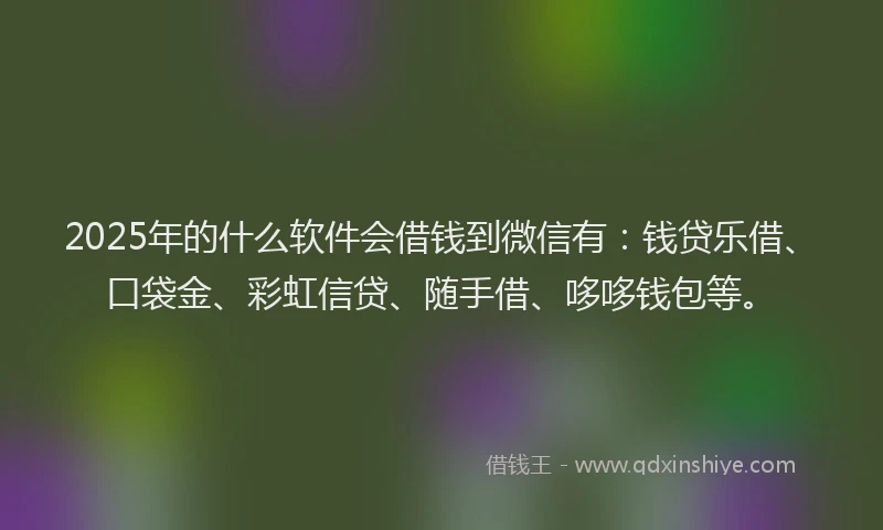2025年的什么软件会借钱到微信有：钱贷乐借、口袋金、彩虹信贷、随手借、哆哆钱包等。