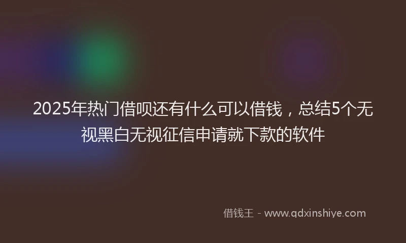 2025年热门借呗还有什么可以借钱，总结5个无视黑白无视征信申请就下款的软件