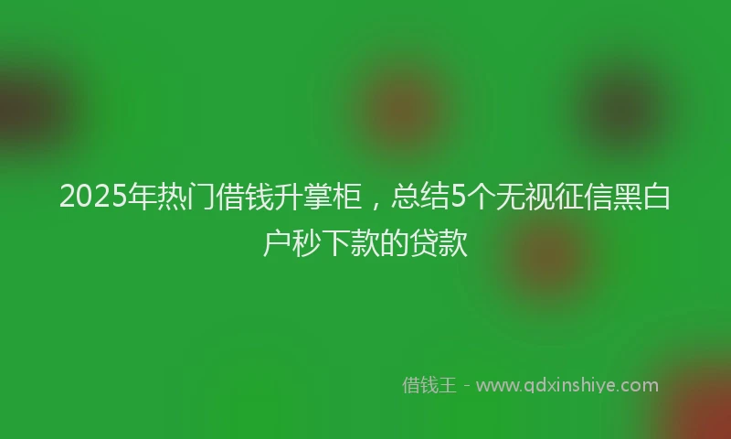 2025年热门借钱升掌柜，总结5个无视征信黑白户秒下款的贷款