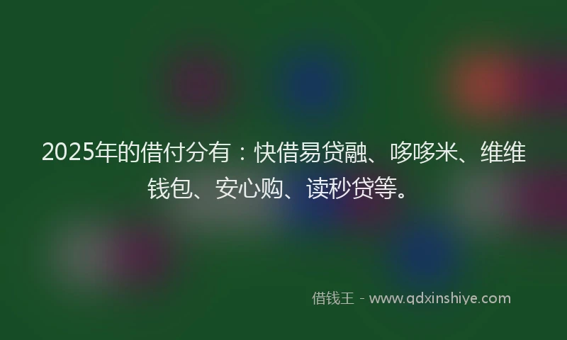 2025年的借付分有：快借易贷融、哆哆米、维维钱包、安心购、读秒贷等。