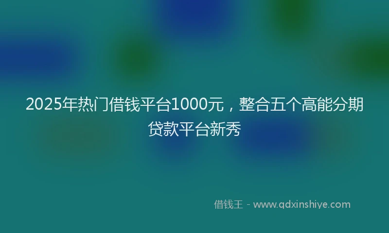 2025年热门借钱平台1000元，整合五个高能分期贷款平台新秀