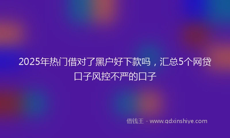 2025年热门借对了黑户好下款吗，汇总5个网贷口子风控不严的口子