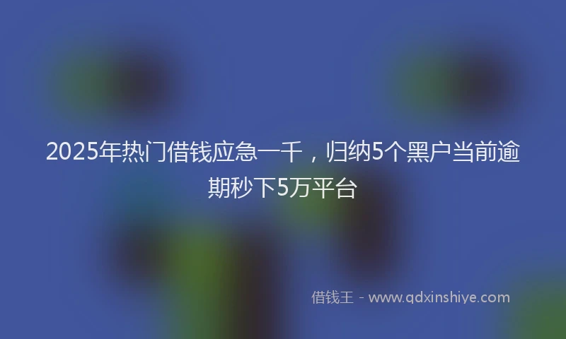 2025年热门借钱应急一千，归纳5个黑户当前逾期秒下5万平台