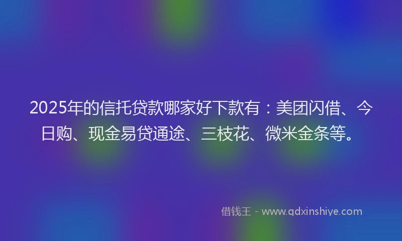 2025年的信托贷款哪家好下款有：美团闪借、今日购、现金易贷通途、三枝花、微米金条等。