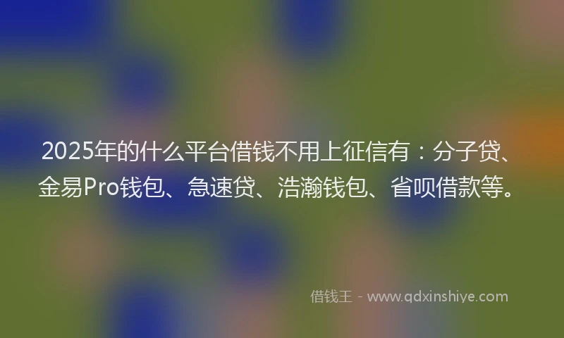 2025年的什么平台借钱不用上征信有：分子贷、金易Pro钱包、急速贷、浩瀚钱包、省呗借款等。