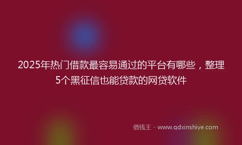 2025年热门借款最容易通过的平台有哪些，整理5个黑征信也能贷款的网贷软件