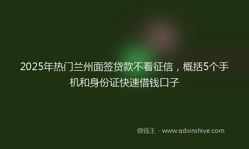 2025年热门兰州面签贷款不看征信，概括5个手机和身份证快速借钱口子