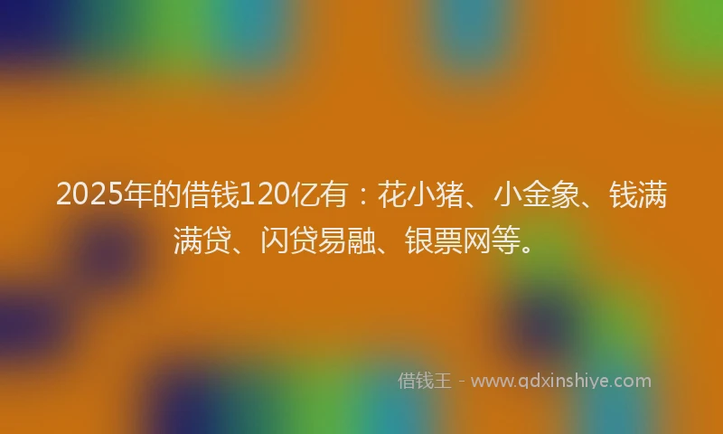 2025年的借钱120亿有：花小猪、小金象、钱满满贷、闪贷易融、银票网等。