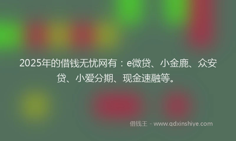2025年的借钱无忧网有：e微贷、小金鹿、众安贷、小爱分期、现金速融等。