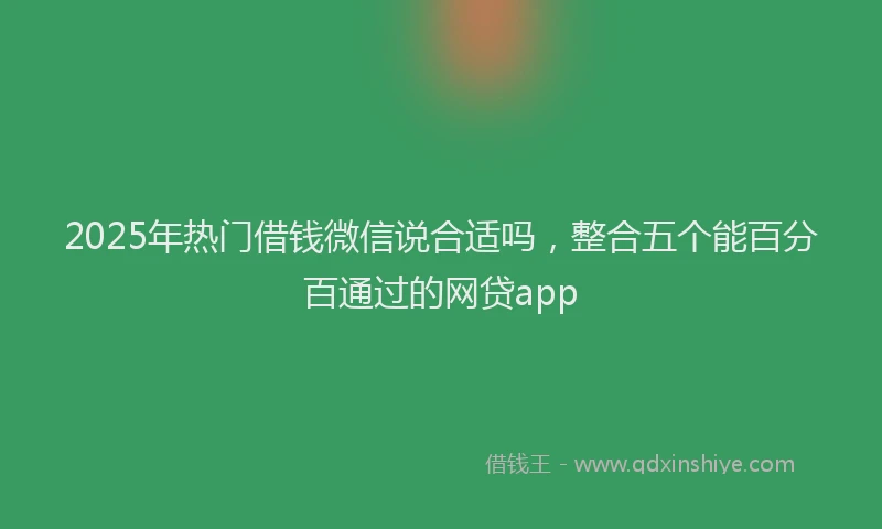2025年热门借钱微信说合适吗，整合五个能百分百通过的网贷app