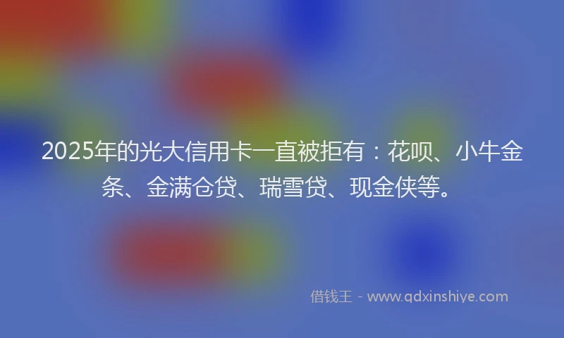 2025年的光大信用卡一直被拒有：花呗、小牛金条、金满仓贷、瑞雪贷、现金侠等。
