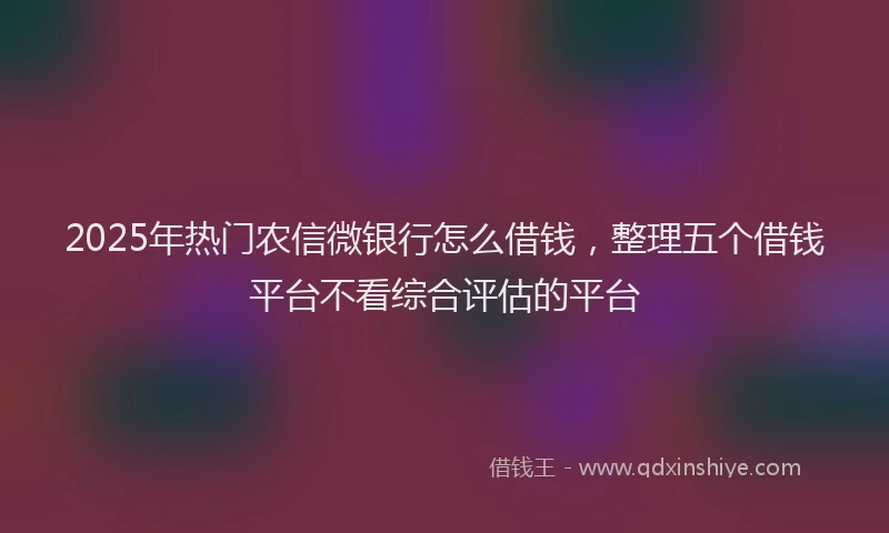 2025年热门农信微银行怎么借钱，整理五个借钱平台不看综合评估的平台