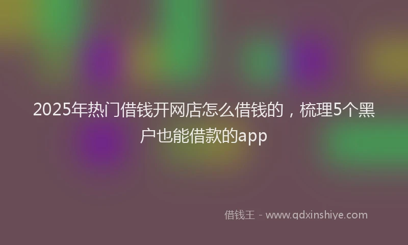 2025年热门借钱开网店怎么借钱的，梳理5个黑户也能借款的app