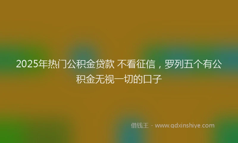 2025年热门公积金贷款 不看征信，罗列五个有公积金无视一切的口子