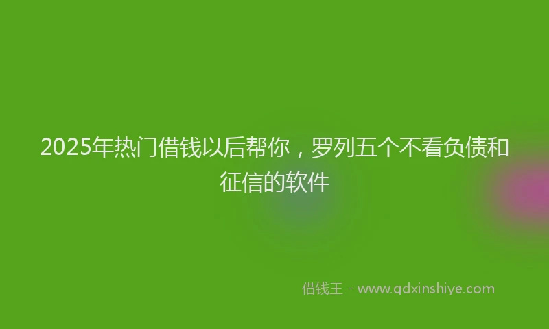 2025年热门借钱以后帮你，罗列五个不看负债和征信的软件