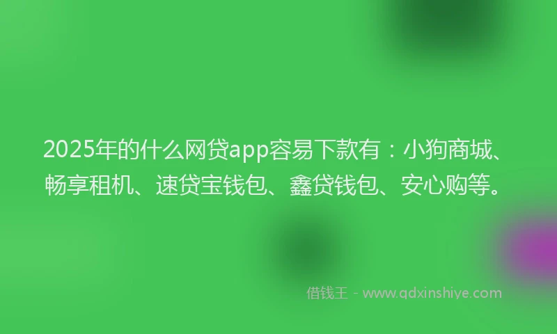 2025年的什么网贷app容易下款有：小狗商城、畅享租机、速贷宝钱包、鑫贷钱包、安心购等。