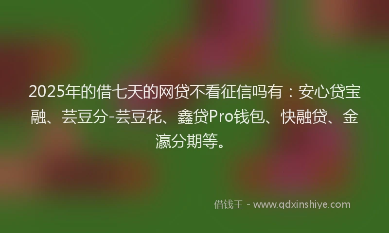 2025年的借七天的网贷不看征信吗有：安心贷宝融、芸豆分-芸豆花、鑫贷Pro钱包、快融贷、金瀛分期等。