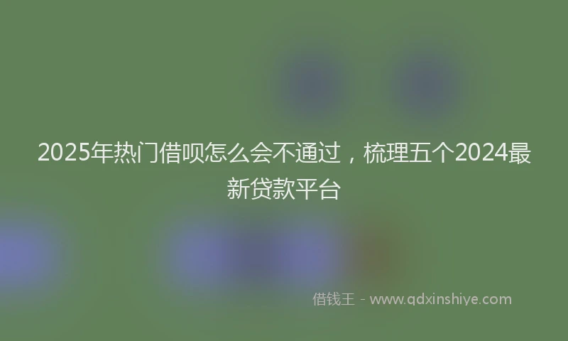 2025年热门借呗怎么会不通过，梳理五个2024最新贷款平台