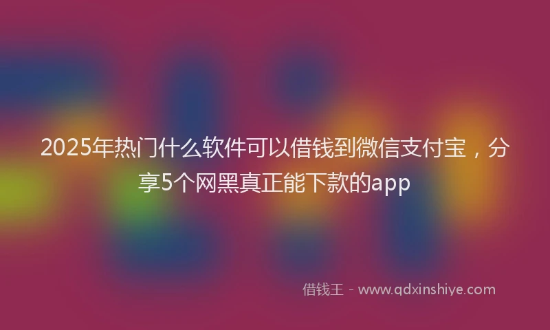 2025年热门什么软件可以借钱到微信支付宝，分享5个网黑真正能下款的app