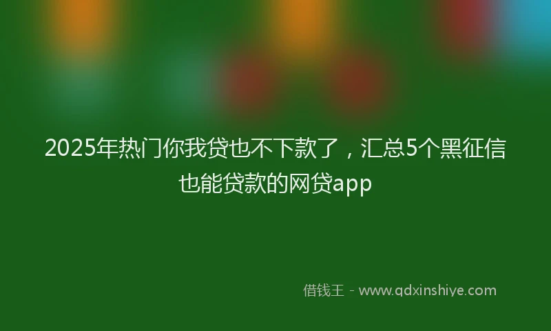 2025年热门你我贷也不下款了，汇总5个黑征信也能贷款的网贷app