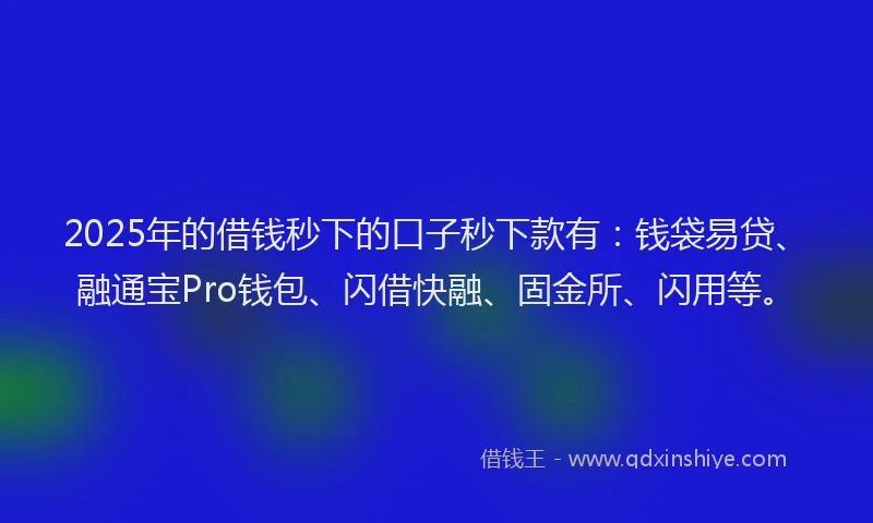 2025年的借钱秒下的口子秒下款有：钱袋易贷、融通宝Pro钱包、闪借快融、固金所、闪用等。