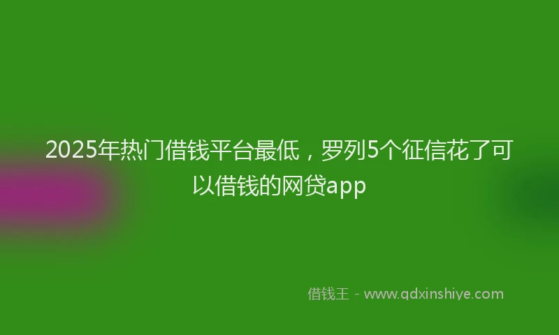 2025年热门借钱平台最低，罗列5个征信花了可以借钱的网贷app