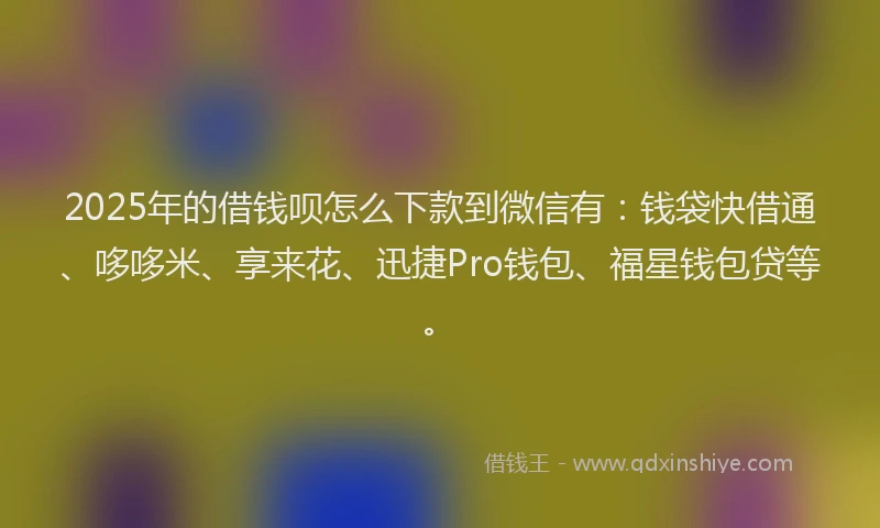 2025年的借钱呗怎么下款到微信有：钱袋快借通、哆哆米、享来花、迅捷Pro钱包、福星钱包贷等。