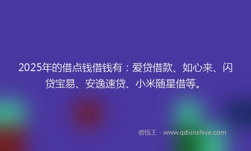 2025年的借点钱借钱有：爱贷借款、如心来、闪贷宝易、安逸速贷、小米随星借等。