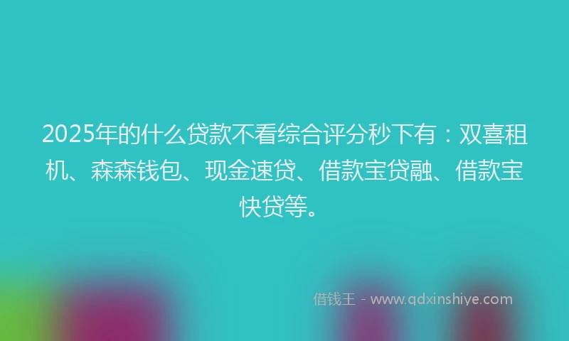 2025年的什么贷款不看综合评分秒下有：双喜租机、森森钱包、现金速贷、借款宝贷融、借款宝快贷等。