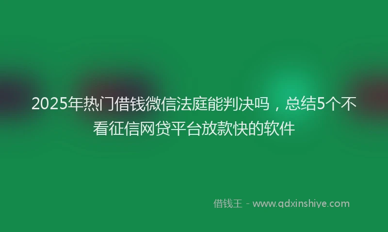 2025年热门借钱微信法庭能判决吗，总结5个不看征信网贷平台放款快的软件