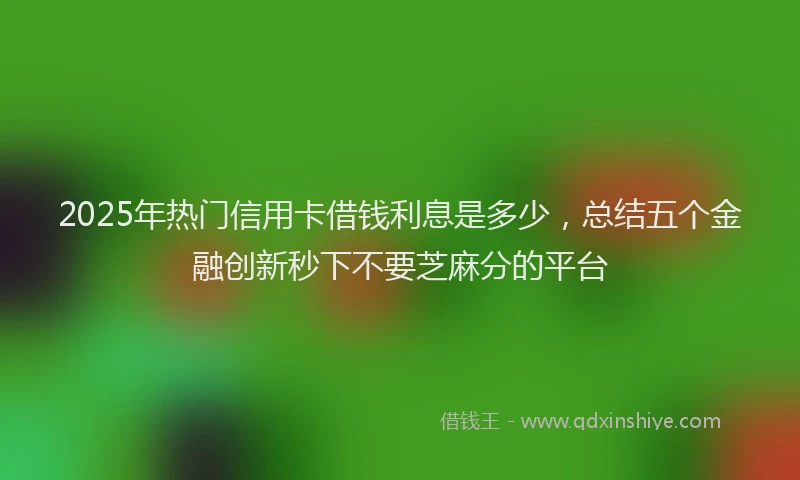 2025年热门信用卡借钱利息是多少，总结五个金融创新秒下不要芝麻分的平台