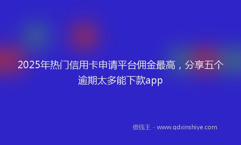 2025年热门信用卡申请平台佣金最高，分享五个逾期太多能下款app