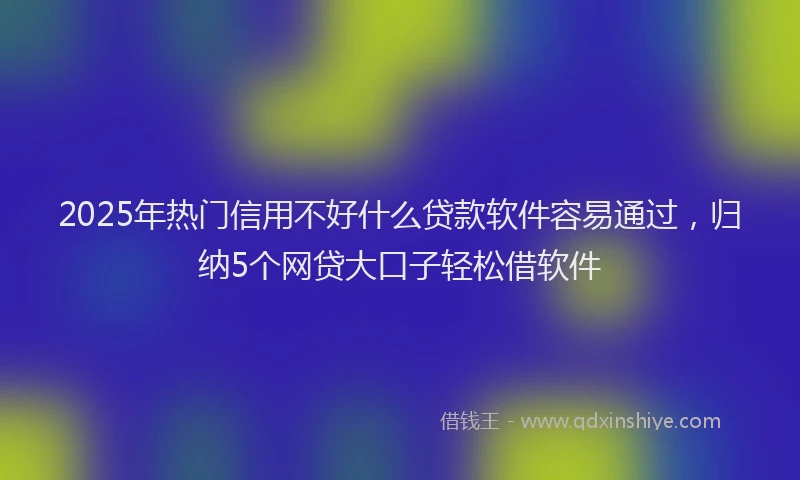 2025年热门信用不好什么贷款软件容易通过，归纳5个网贷大口子轻松借软件