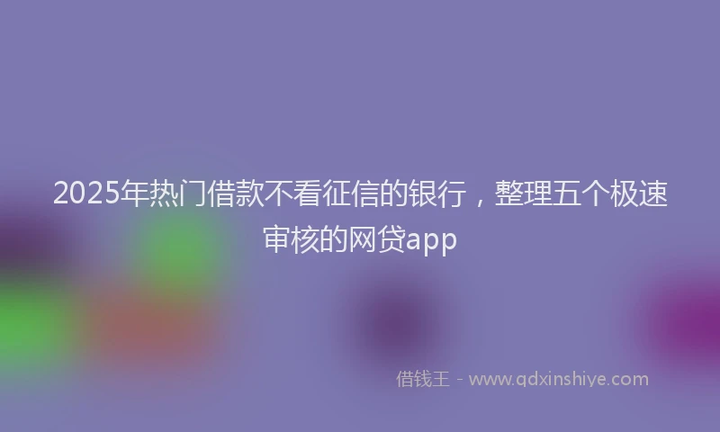 2025年热门借款不看征信的银行，整理五个极速审核的网贷app
