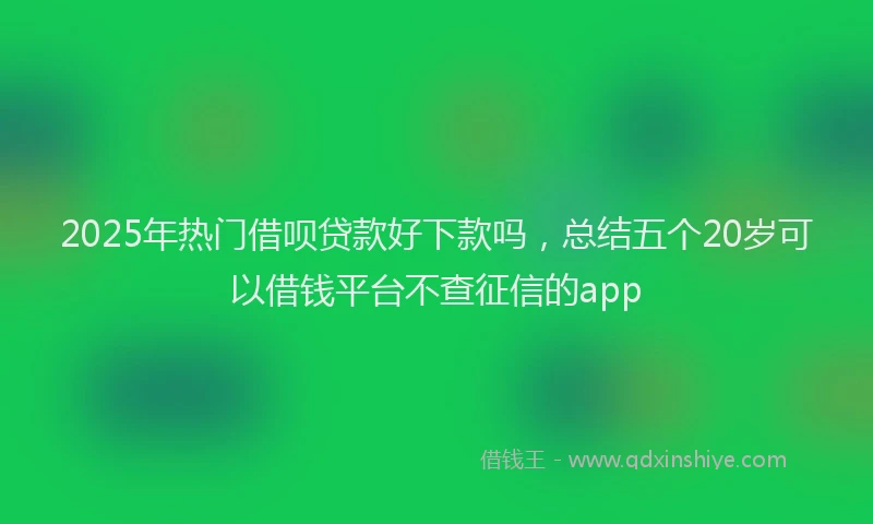 2025年热门借呗贷款好下款吗，总结五个20岁可以借钱平台不查征信的app