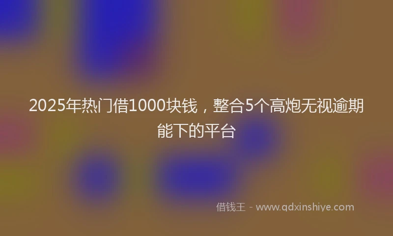 2025年热门借1000块钱，整合5个高炮无视逾期能下的平台
