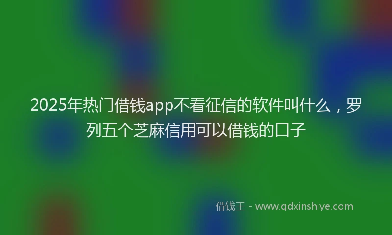 2025年热门借钱app不看征信的软件叫什么，罗列五个芝麻信用可以借钱的口子