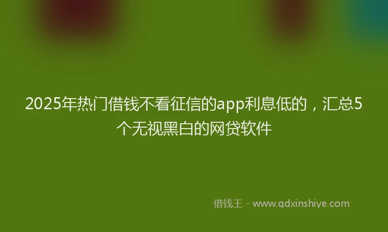 2025年热门借钱不看征信的app利息低的，汇总5个无视黑白的网贷软件