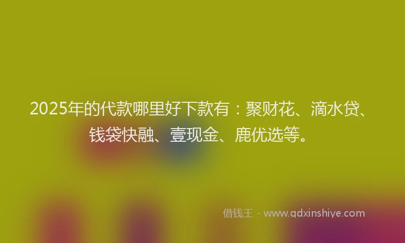 2025年的代款哪里好下款有：聚财花、滴水贷、钱袋快融、壹现金、鹿优选等。