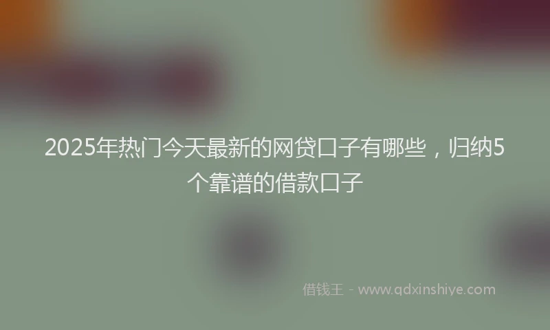 2025年热门今天最新的网贷口子有哪些，归纳5个靠谱的借款口子