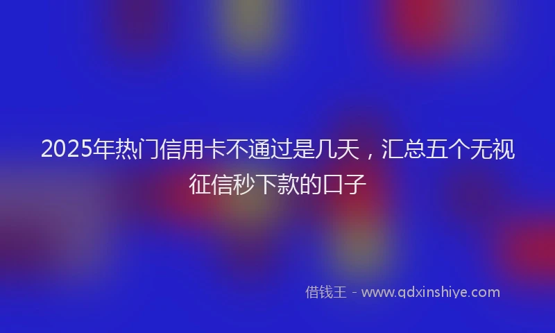 2025年热门信用卡不通过是几天，汇总五个无视征信秒下款的口子
