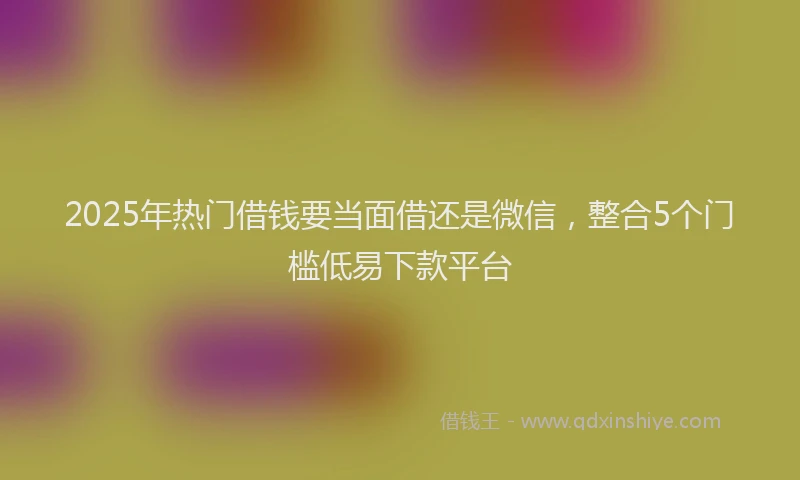 2025年热门借钱要当面借还是微信，整合5个门槛低易下款平台