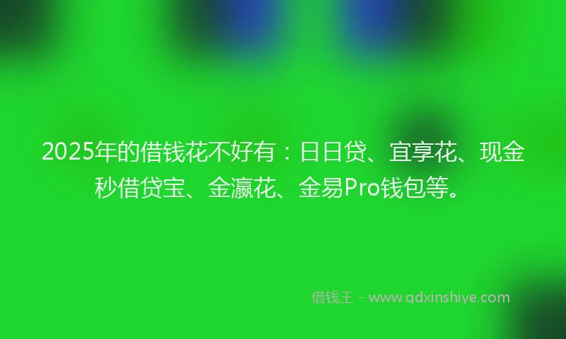 2025年的借钱花不好有：日日贷、宜享花、现金秒借贷宝、金瀛花、金易Pro钱包等。