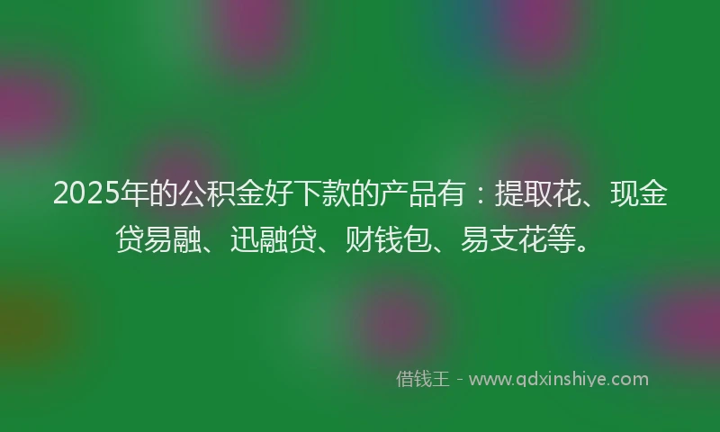 2025年的公积金好下款的产品有：提取花、现金贷易融、迅融贷、财钱包、易支花等。
