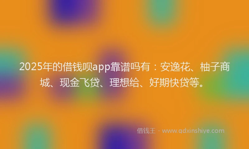 2025年的借钱呗app靠谱吗有：安逸花、柚子商城、现金飞贷、理想给、好期快贷等。