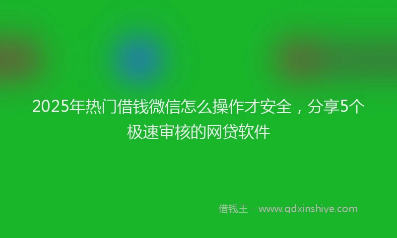 2025年热门借钱微信怎么操作才安全，分享5个极速审核的网贷软件