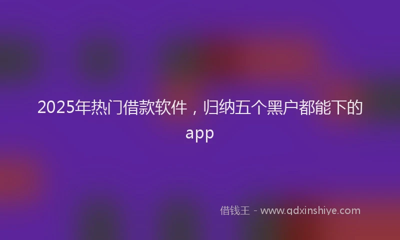 2025年热门借款软件，归纳五个黑户都能下的app